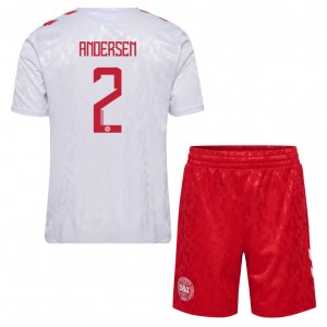 Fotbalové Dres Dánsko Joachim Andersen #2 Dětské Venkovní Oblečení ME 2024 Krátký Rukáv (+ trenýrky)